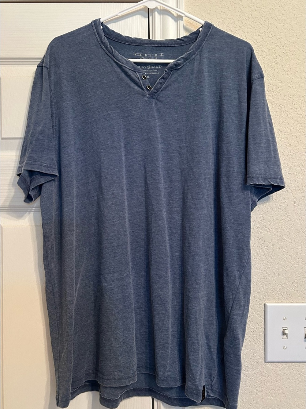 Lucky Brand Men's Washed Indigo Henley Short-Sleeve Tee